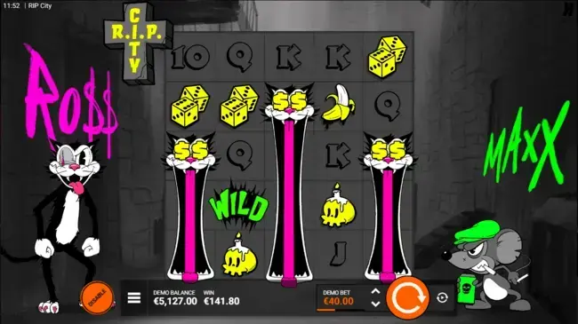 RIP City online spielen – Wild-Cat-Symbol expandiert die gesamte Walze nach unten mit Multiplikator