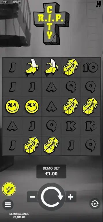 RIP City Hacksaw Gaming bet adjustment interface showing stake range